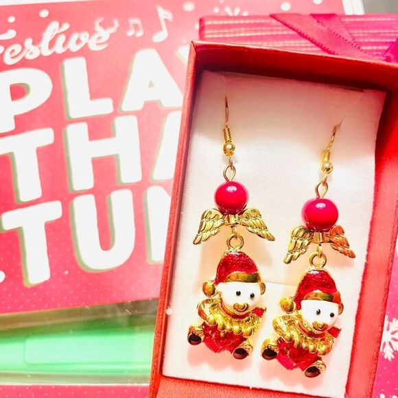 Santa Claus Teddy Bear Present Angel Holiday Earrings Super High Quality BOXED🎁 - Picture 1 of 2